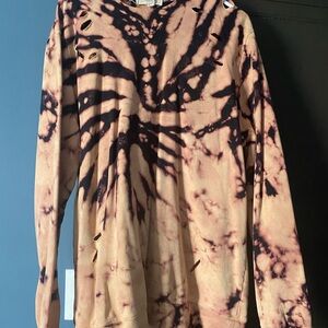 Gilded Intent Women's Distressed Tiedye Crew Neck Sweatshirt